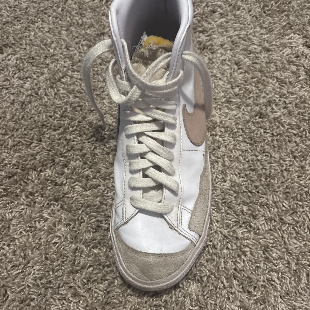 Women's White and Pink Nike Blazers